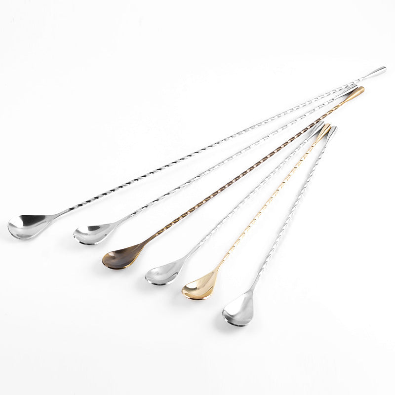 Water Drop Bar Spoon – Fine Thread Stainless Steel Cocktail Stirrer (Rome Series)
