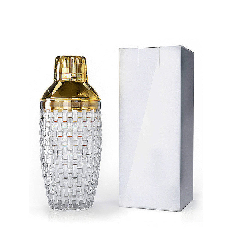 "Iceglass Cocktail Shaker with Stainless Steel Lid – Crystal Clear Drink Mixer for Home & Bar"