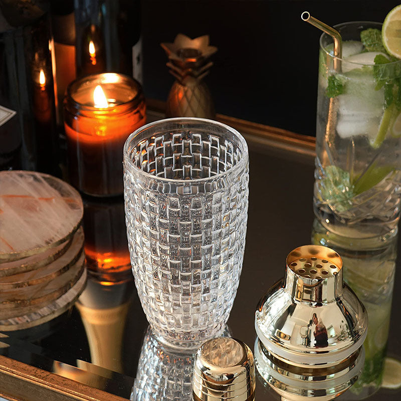 "Iceglass Cocktail Shaker with Stainless Steel Lid – Crystal Clear Drink Mixer for Home & Bar"
