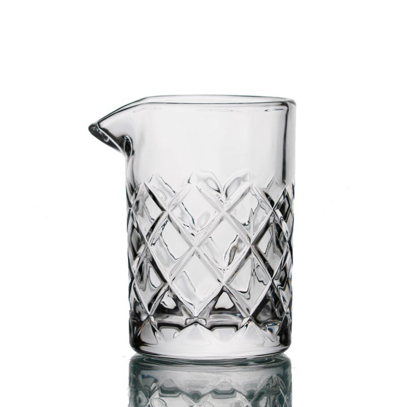 Carved Crystal Mixing Glass – Etched Cocktail Stirring Vessel for Bartenders (Paris Series)