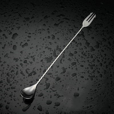 Dual-End Bar Spoon & Fork – Long Stainless Steel Cocktail Stirrer (New York Series)