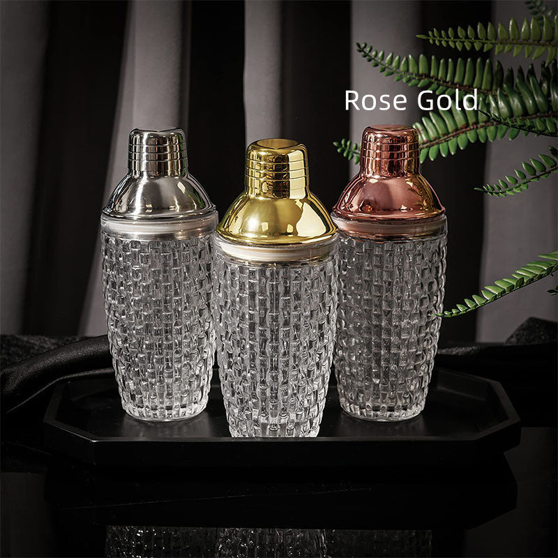 "Iceglass Cocktail Shaker with Stainless Steel Lid – Crystal Clear Drink Mixer for Home & Bar"