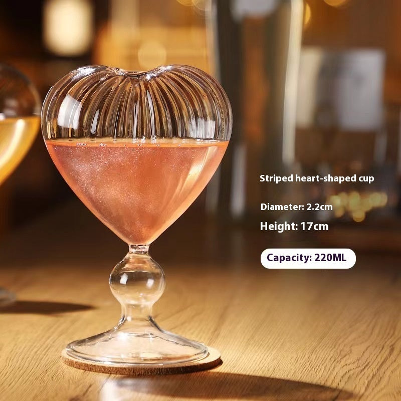 Heart-Shaped Glass Cup with Straw – Trendy Cocktail & Juice Goblet (Paris Series)