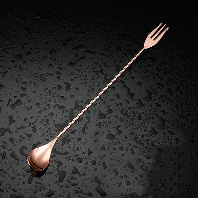 Dual-End Bar Spoon & Fork – Long Stainless Steel Cocktail Stirrer (New York Series)