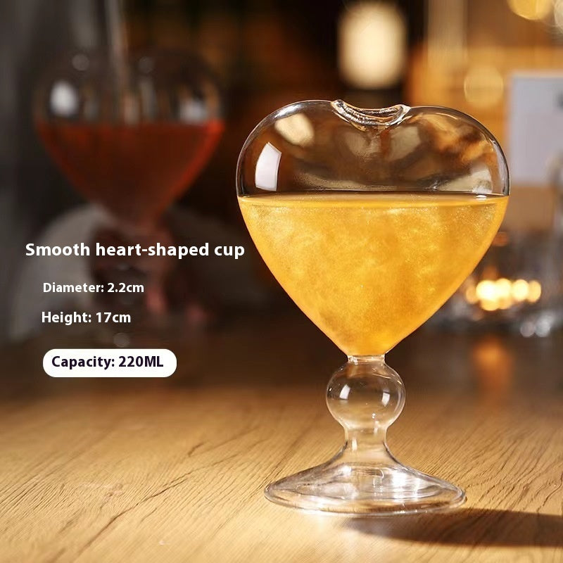 Heart-Shaped Glass Cup with Straw – Trendy Cocktail & Juice Goblet (Paris Series)
