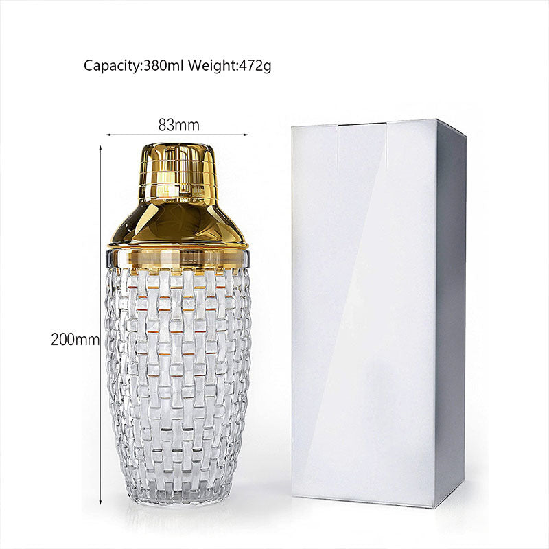 "Iceglass Cocktail Shaker with Stainless Steel Lid – Crystal Clear Drink Mixer for Home & Bar"